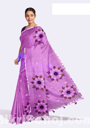 Applique work Half Silk Saree